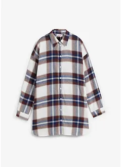 Lang skjortebluse av flanell i ren bomull, bonprix