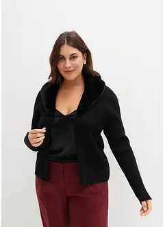 Strikkejakke med fuskepels, bonprix