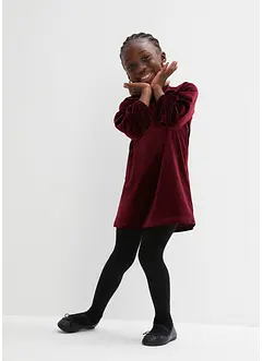 Fløyelskjole med volanger, bonprix