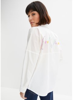 Oversized bluse med print på ryggen, RAINBOW