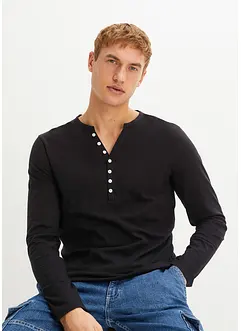 Langermet Henley-skjorte av økologisk bomull, Slim Fit, bonprix