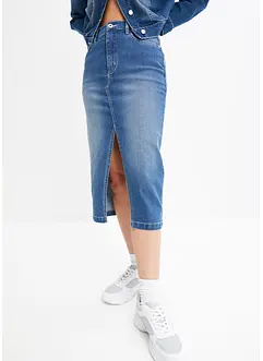 Jeansskjørt med splitt, bonprix