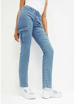 Straight cargojeans med vasket look, bonprix