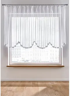 Gardin med buer, satengbånd og resirkulert polyester, bonprix