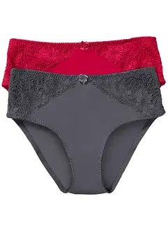 Høy truse med blonder (2-pack), bonprix