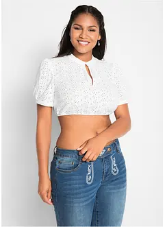 Tyrolerbluse med hullblonder, bonprix