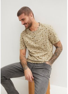 Henley T-skjorte av økologisk bomull, kort arm, John Baner JEANSWEAR