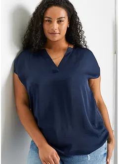 Kortermet satengbluse i ledig modell med lave skuldersømmer, bonprix