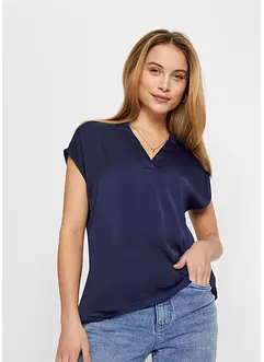Kortermet satengbluse i ledig modell med lave skuldersømmer, bonprix
