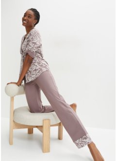 Pyjamas med knappestolpe og oppbrett på ermene, bpc bonprix collection