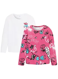 Boxy-shirt av økologisk bomull for barn (2-pack), bonprix