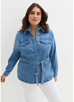 Cargo-jeansjakke med belte fremhever figuren og gir en individuell look, bonprix