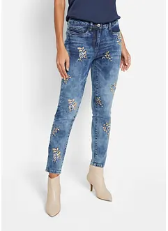Slim Fit-jeans med blomsterbroderi, bonprix