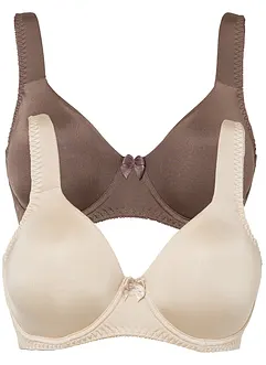 T-skjorte-BH med bøyle og materiale med glans (2-pack), bonprix
