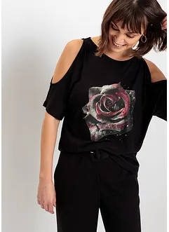 Cold shoulder-topp i viskose, bonprix