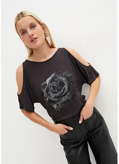 Cold shoulder-topp i viskose, bonprix