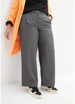 Vid bukse med legg og justerbar High Waist-komfortlinning, lang, bonprix
