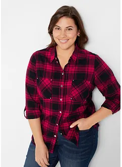 Rutete bluse i 100% bomull, bonprix