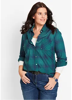 Rutete bluse i 100% bomull, bonprix