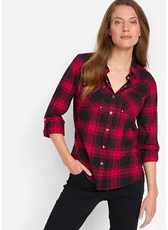 Rutete bluse i 100% bomull, bonprix