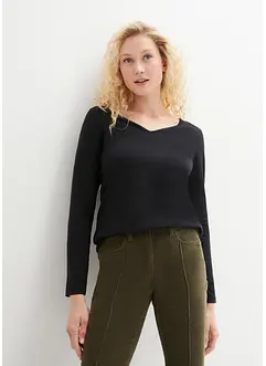 Langermet, figurnær topp (2-pack), bonprix