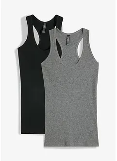 2-pack med ribbet singlet, bonprix