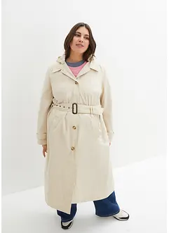 Mellomlang kåpe i trench-look med avtakbar hette, bonprix