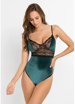 Fløyelsbody ouvert, bonprix