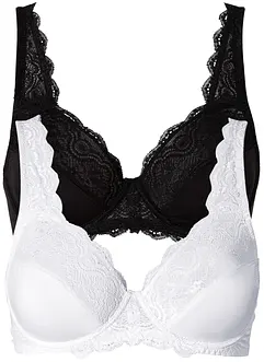 Bøyle-BH med delikate blonder (2-pack), bonprix