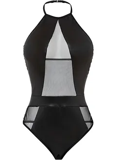 Stringbody ouvert med wetlook, bonprix