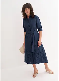 Skjortekjole med hullbroderi, bonprix