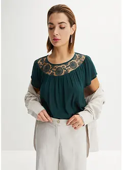 Bluse med blonde, bonprix