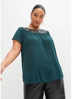 Bluse med blonde, bonprix