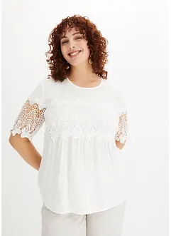 Bluse med blonde, bonprix