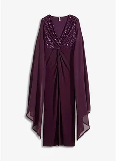 Maxikjole med paljetter og ermer i chiffon, bonprix
