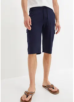 Lang cargo-bermudashorts i bomullstrikot, Regular Fit, bonprix