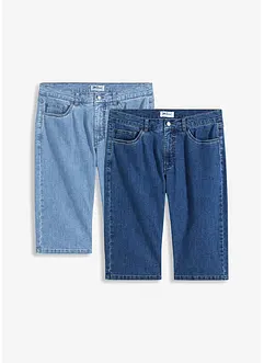 Lang jeans-bermuda med stretch, Regular Fit (2-pack), bonprix