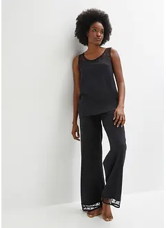 Pyjamas med blondebesetning, bonprix