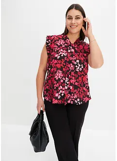 Bluse med print og sløyfe, bonprix