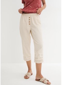 High Waist 3/4-lang bukse med lin og komfortlinning, bpc bonprix collection
