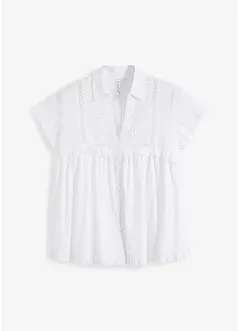 Kortermet bluse med hullbroderi, bonprix