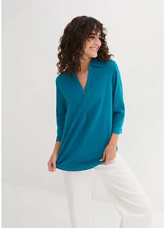 Bluse med 3/4-lang arm og lin, bonprix