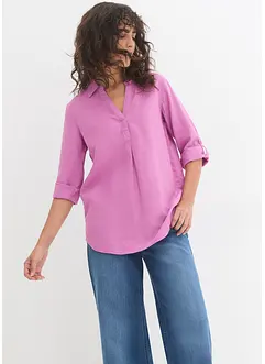 Bluse med 3/4-lang arm og lin, bonprix