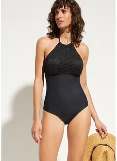 Medium shape-badedrakt med blonde, bonprix