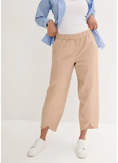 Ankellang bukse med lin og High Waist-komfortlinning, Loose Fit, bonprix