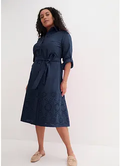 Skjortekjole med hullbroderi, bonprix