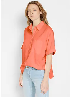 Oversized bluse med kort arm og lin, bonprix