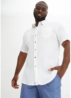 Kortermet crinkle skjorte i 100% bomull, bonprix