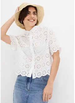 Bluse med hullbroderi, bonprix