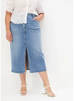 Jeansskjørt med splitt, bonprix